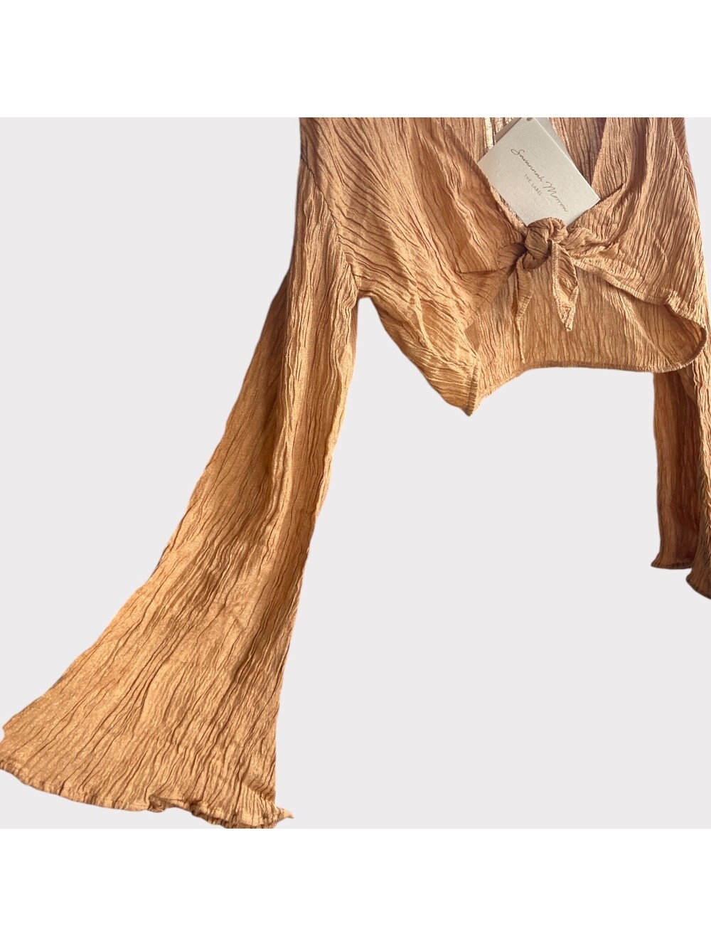 Savannah Morrow The Label Amarillo Silk Top Size XS Sandstone - Picture 7 of 9